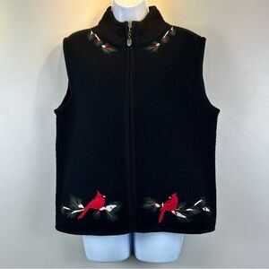Vintage Timberlea‎ Wool Christmas Sweater Vest Womens Large Embroidered Teacher